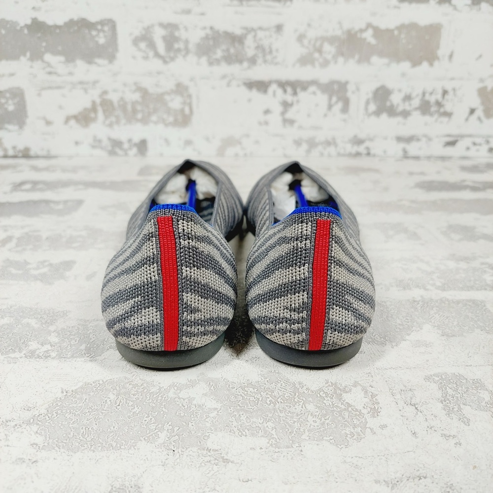 NEW Rothy's The Flat Grey Zebra Knit Round Toe Slip On Loafers O258 - Picture 2 of 8